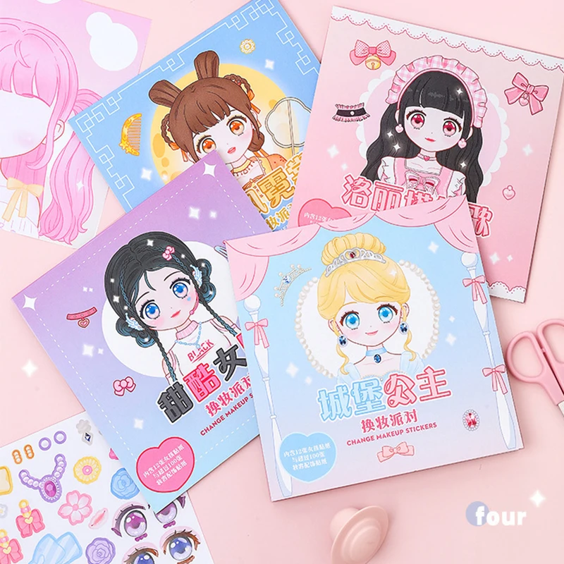 1 Satz Make-up-Aufkleber für Handkonto, Guka-Aufkleber, Prinzessin-Spielzeugbuch-Aufkleber für interaktive und lustige Dekoration Image