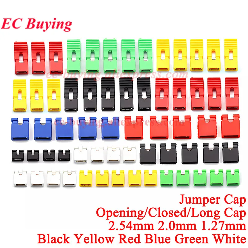 50–100 Stück Jumper-Kappe, 2,54 mm, 2,0 mm, 1,27 mm Rastermaß, Pin-Header, Kurzschlusskappe, Drahtgehäuse-Stecker, Shunt, lang Image