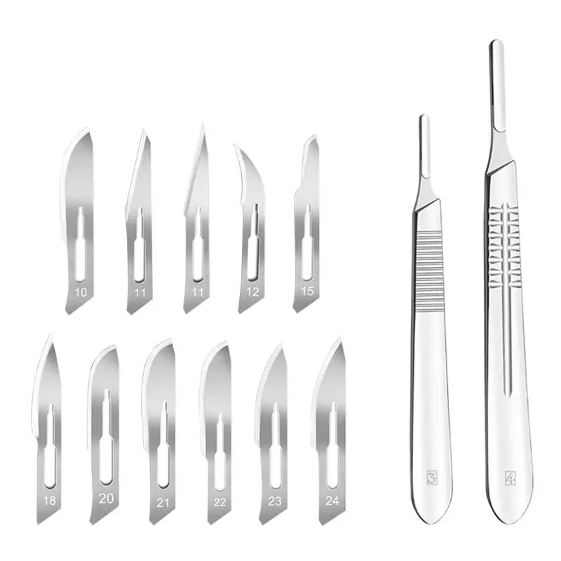 GREATLH Sterile Scapel-Klingen aus Kohlenstoffstahl, chirurgische Messerklingen, gebogener scharfer Kopf, chirurgische Klingen, medizinische Versorgung, 100 Stück/1 Stück Image