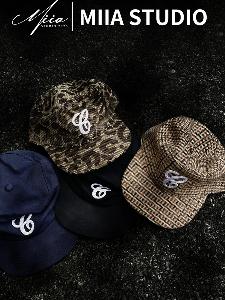Koreanische Retro Flache-top Leopard Print Plaid Baseball Kappe frauen Frühling Herbst Schirmmütze männer Sonnenhut k-pop Mädchen Gruppen Kappe Image