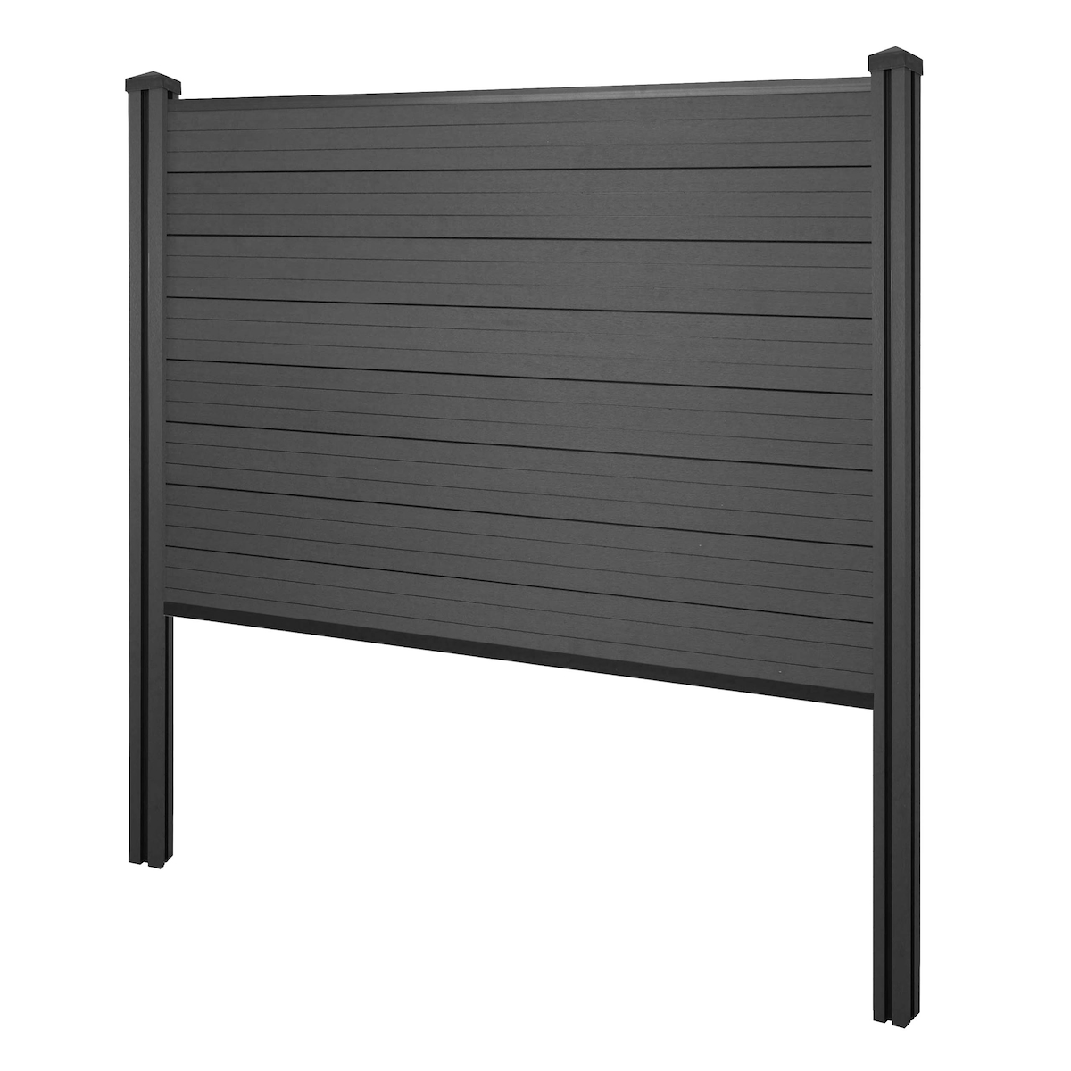 Mendler WPC-Sichtschutz Sarthe, Zaun Windschutz, WPC-Pfosten zum Einbetonieren ~ Basiselement, 195cm anthrazit Image