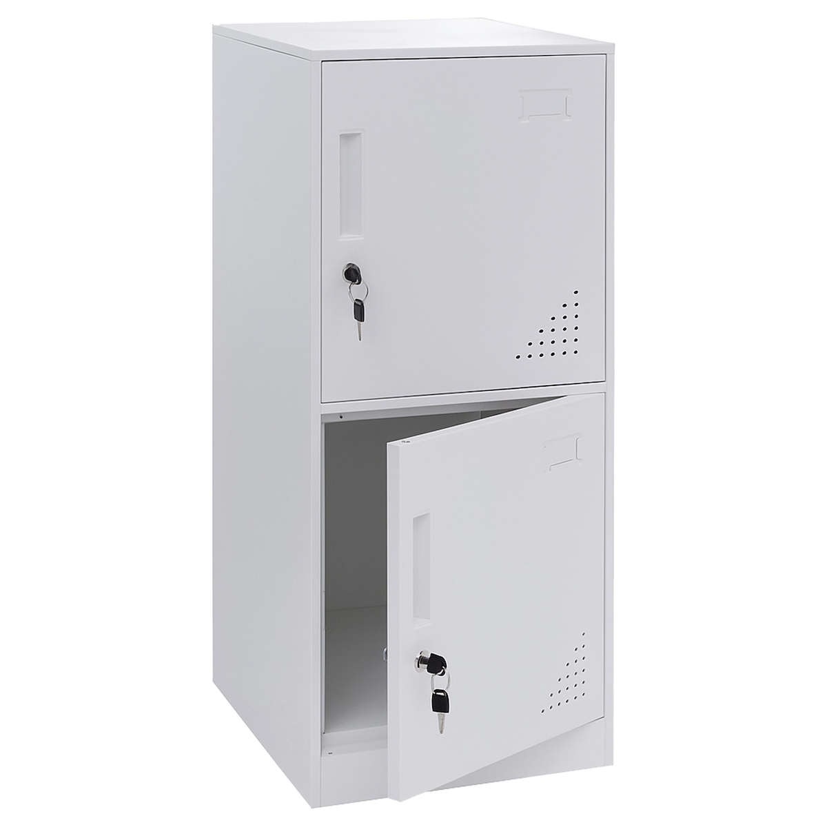 Mendler Spind HWC-P63, Schließfach Wertfachschrank Schließfachschrank 2 Türen, 90x38x45cm Stahl ~ weiß Image