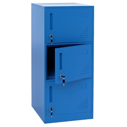 Mendler Spind HWC-P63, Schließfach Wertfachschrank Schließfachschrank 3 Türen, 90x38x45cm Stahl ~ blau Image