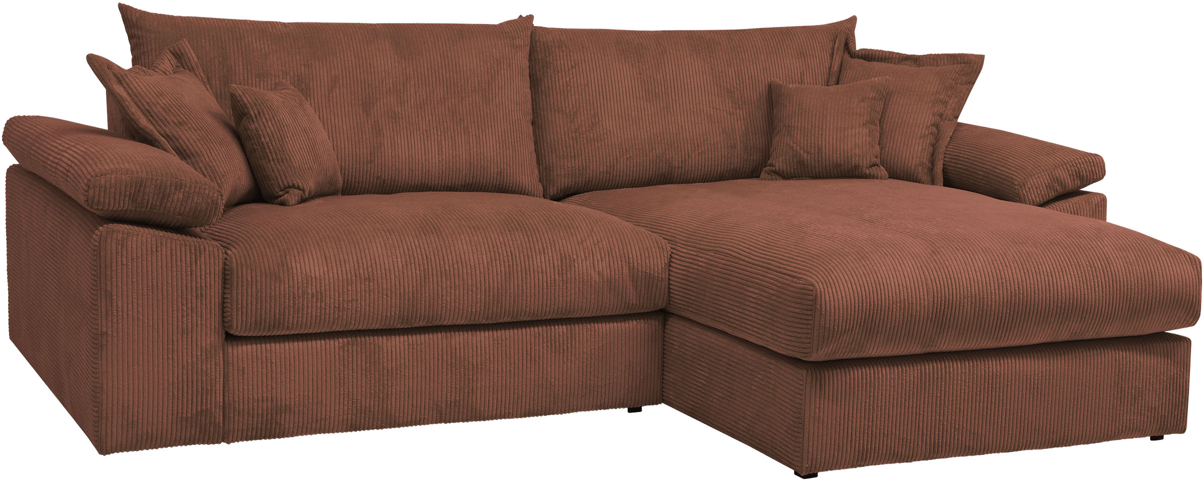 Ecksofa HOME AFFAIRE "Soft&Cosy XXL L-Form, B: 303 cm - OTTO. Verlässliche Qualität.", terracota, B:303cm T:187cm, 100% Polyester, Sofas, Ecksofa, Mega-Sofa, Cord oder Chenille-Struktur, mit Federkern & 4 Zierkissen, Topseller