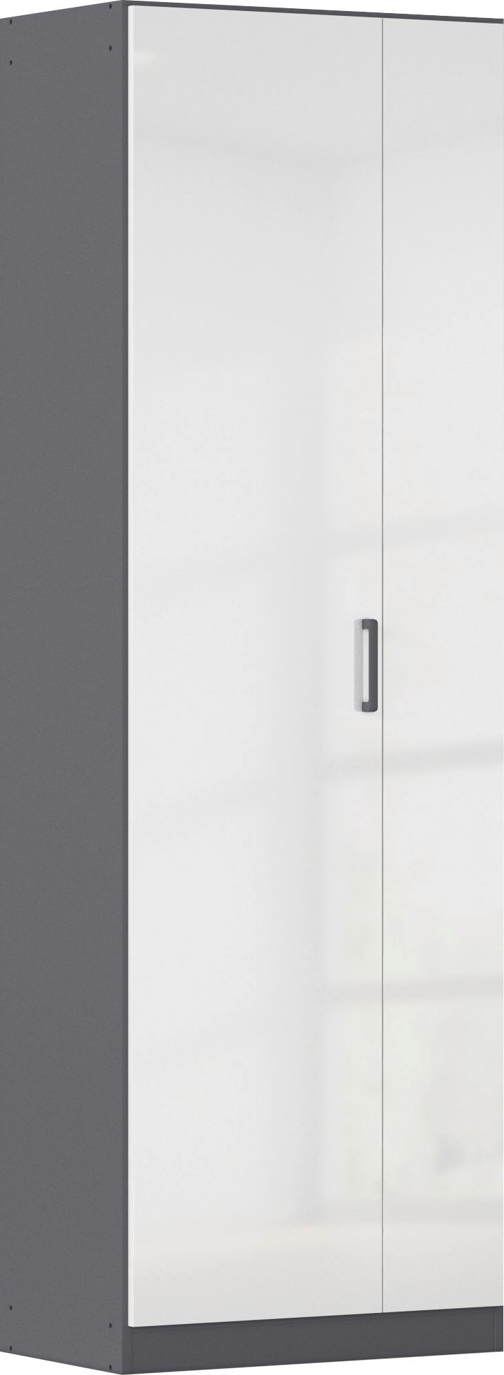 Mehrzweckschrank RAUCH "Garderobe Kleiderschrank Schrank Schuhschrank Putzschrank MINOSA", graumetallic, hochglanz weiß, griffe graumetallic, B:69cm H:210cm T:41cm, Holzwerkstoff, Schränke, Mehrzweckschrank