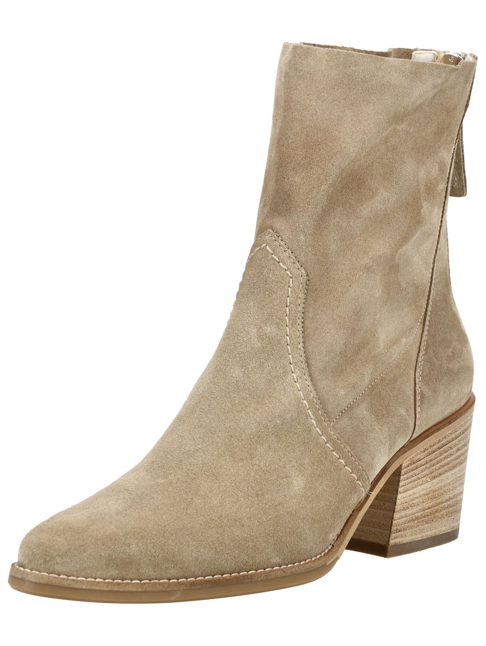 Stiefelette PAUL GREEN "Paul Green Stiefelette Veloursleder", Damen, Gr. 42, beige, Veloursleder, Schuhe Stiefelette