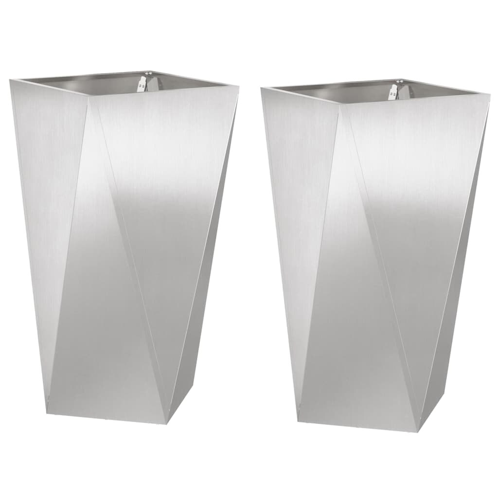 vidaXL Pflanzkübel 2 pcs Silber 40 x 40 x 75 cm Edelstahl Image