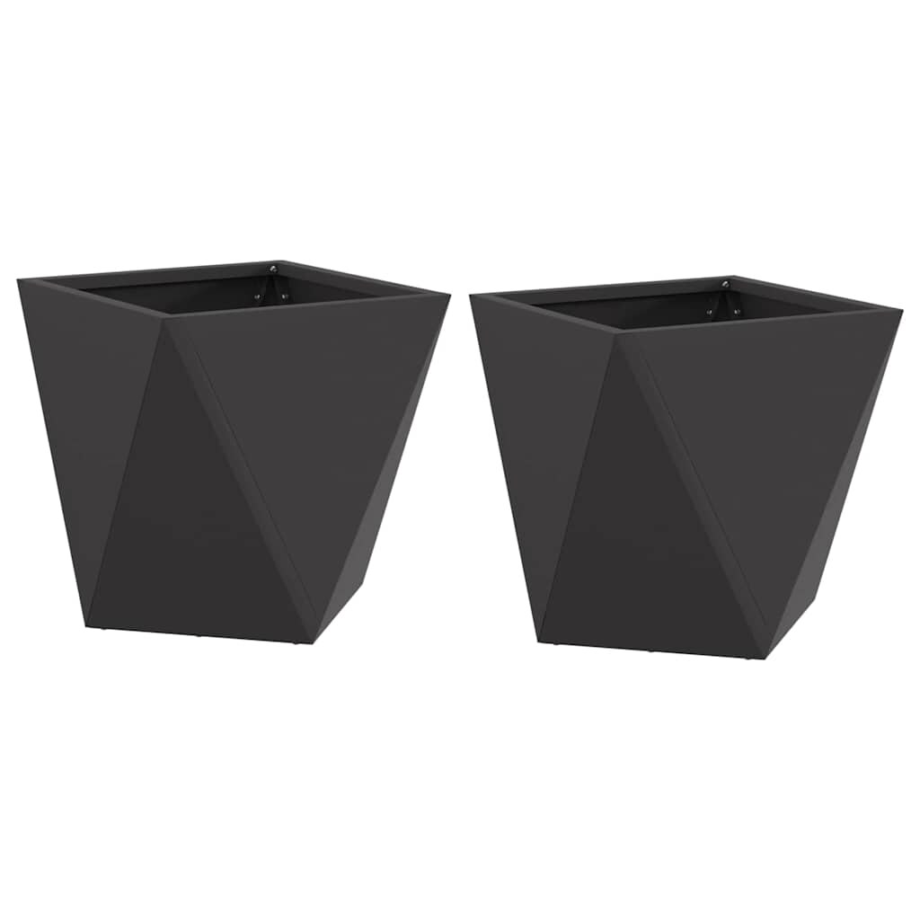 vidaXL Pflanzkübel 2 pcs Schwarz 30 x 30 x 30 cm Stahl Image