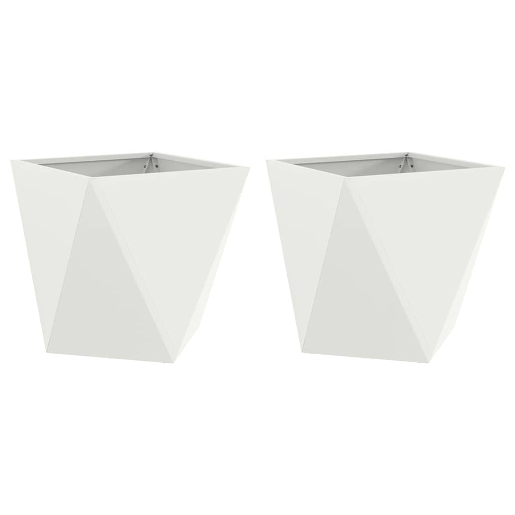 vidaXL Pflanzkübel 2 pcs Weiß 50 x 50 x 50 cm Stahl Image