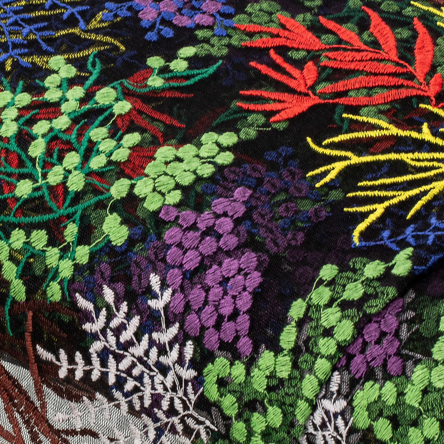 Tüll Blumen bestickt, schwarz-color Image