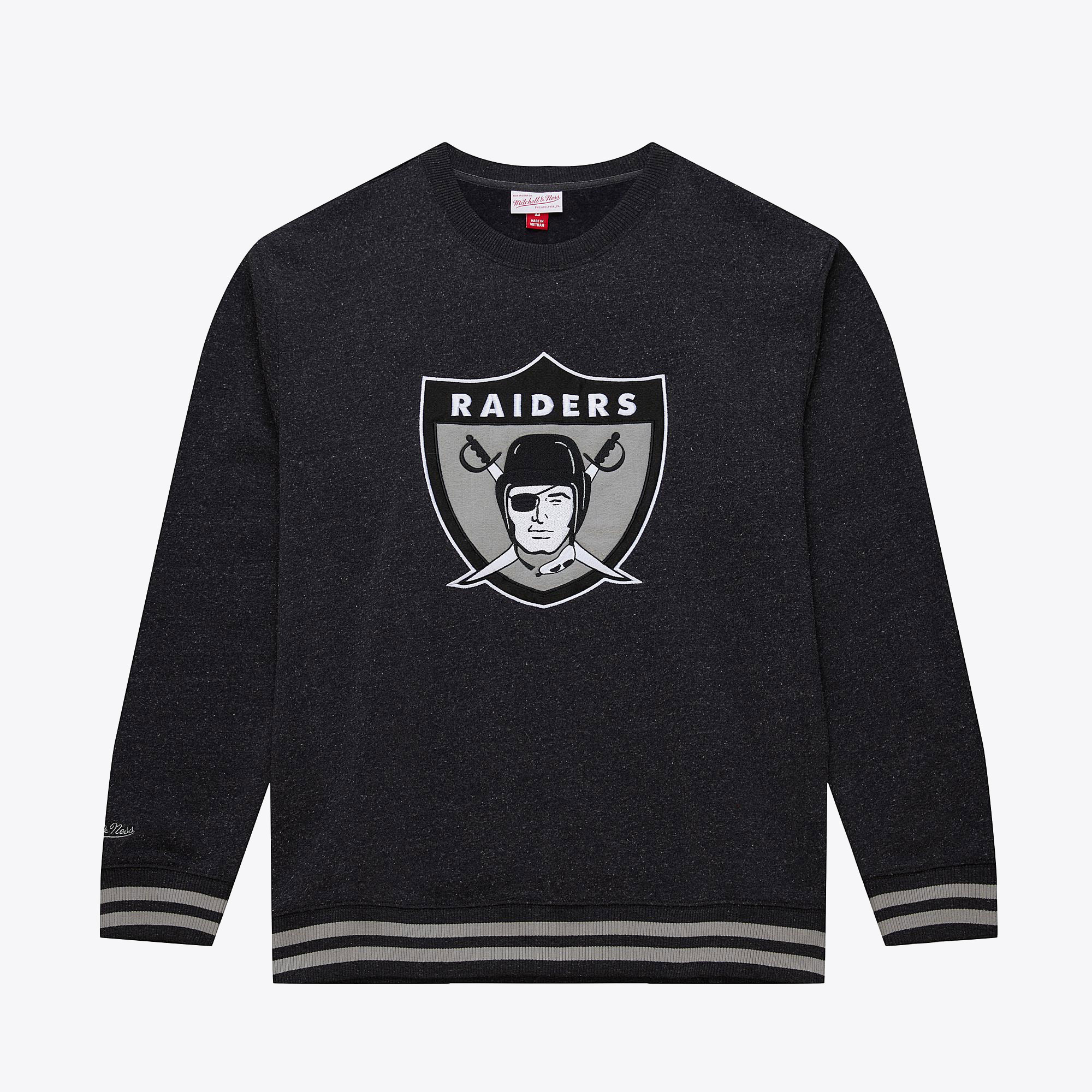 Las Vegas Raiders Mitchell & Ness Snow Washed Fleece-Rundhalsausschnitt mit Vintage-Logo Image