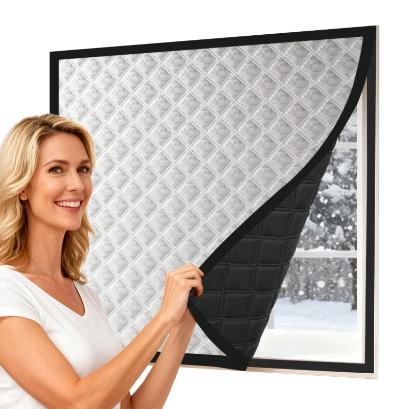 Ganzjahres-Thermovorhänge, doppelschichtige, isolierte, geräuschreduzierende Fensterpaneele, winddichte und Sonnenschutzvorhänge für zu Hause Image