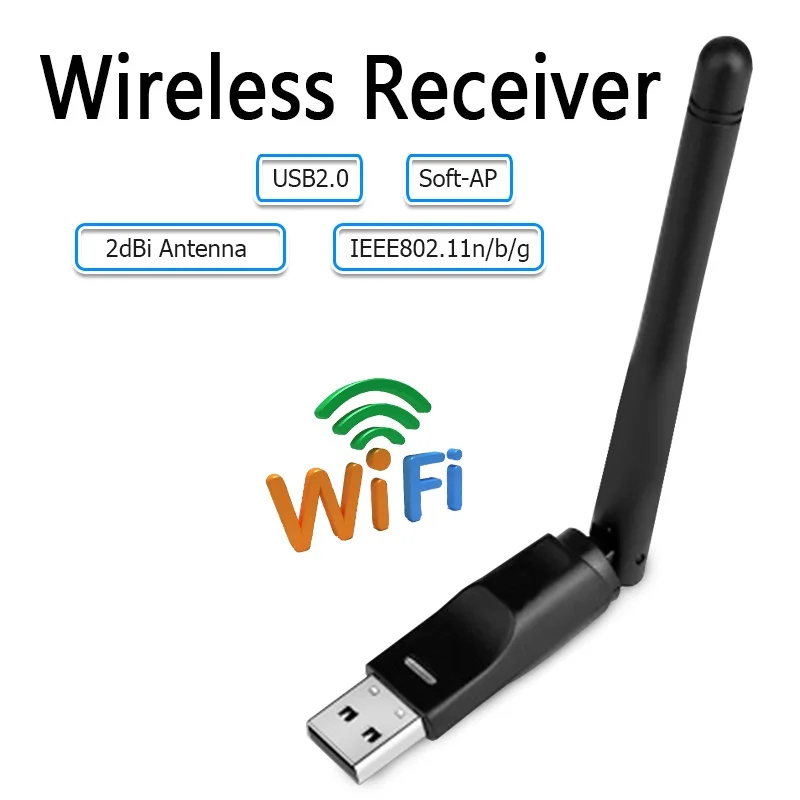 Mini-WLAN-Adapter 150 Mbit/s 20 dBm Antenne USB-WLAN-Empfänger Dongle Drahtloser Sender MT7601 RTL8188 Netzwerkkarte 802.11b/n/g Image
