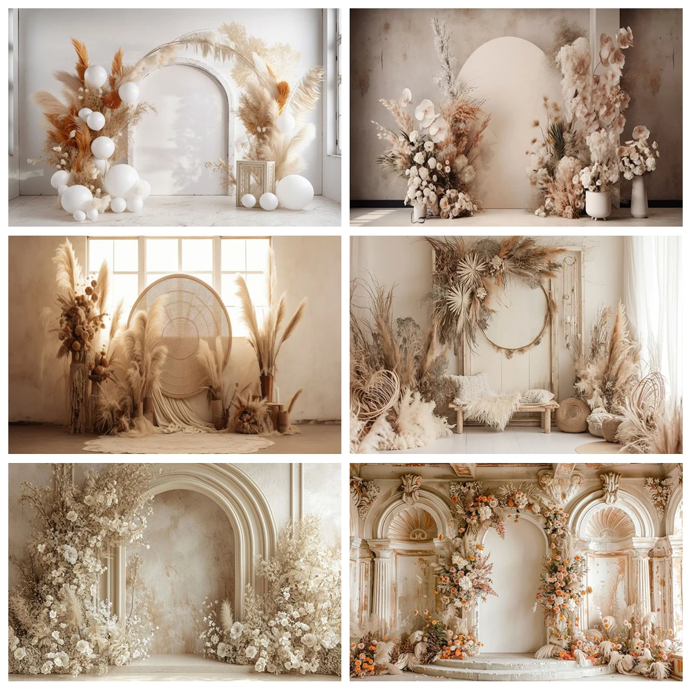 Fotografie Hintergrund Boho Floral Zimmer Fenster Erwachsene Geburtstag Hochzeit Mutterschaft Porträt Dekor Hintergrund Foto Studio Image