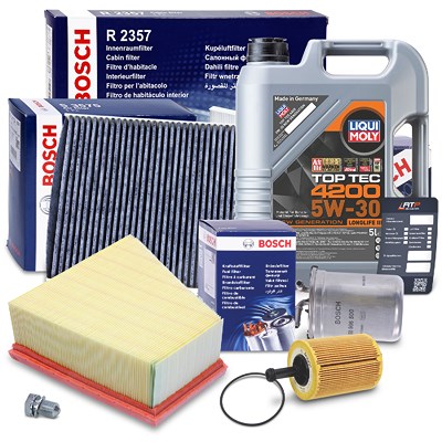Bosch Inspektionspaket B +5l 5W-30 Motoröl [Hersteller-Nr. 40513686] für Seat, Skoda, VW