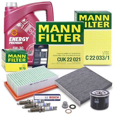 Mann-filter Inspektionspaket Set C + 5l 5W-30 Motoröl [Hersteller-Nr. 41109128] für Renault, Smart Image