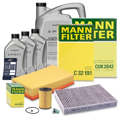 Mann-filter Inspektionspaket Set A + 8l 0W-30 Motoröl [Hersteller-Nr. 41171642] für VW