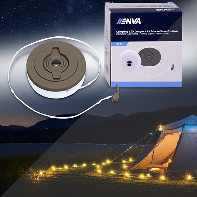 Enva Camping LED Lampe + Lichterkette aufrollbar 10 m - 1800mAh [Hersteller-Nr. 40975400] Image