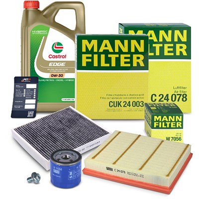 Mann-filter Inspektionspaket Set A + 5l 0W-30 Motoröl [Hersteller-Nr. 40968966] für Opel