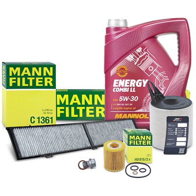 Mann-filter Inspektionspaket Set A + 5l 5W-30 Motoröl [Hersteller-Nr. 41168721] für BMW