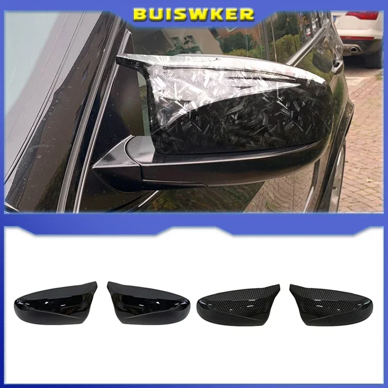 Ausgezeichneter facelifteter Seitenflügel, modifiziert für BMW X5 E70 X6 E71 2008–2013, Spiegelabdeckkappen, helles schwarzes Kohlefasermuster Image