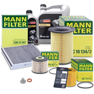 Mann-filter Inspektionspaket Set B + 6l 5W-30 A5 Motoröl [Hersteller-Nr. 41108847] für Ford
