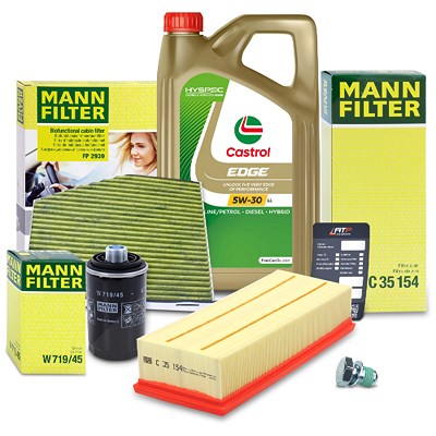 Mann-filter Inspektionspaket Set A + 5l 5W-30 Motoröl [Hersteller-Nr. 41108900] für Audi, Seat, Skoda, VW
