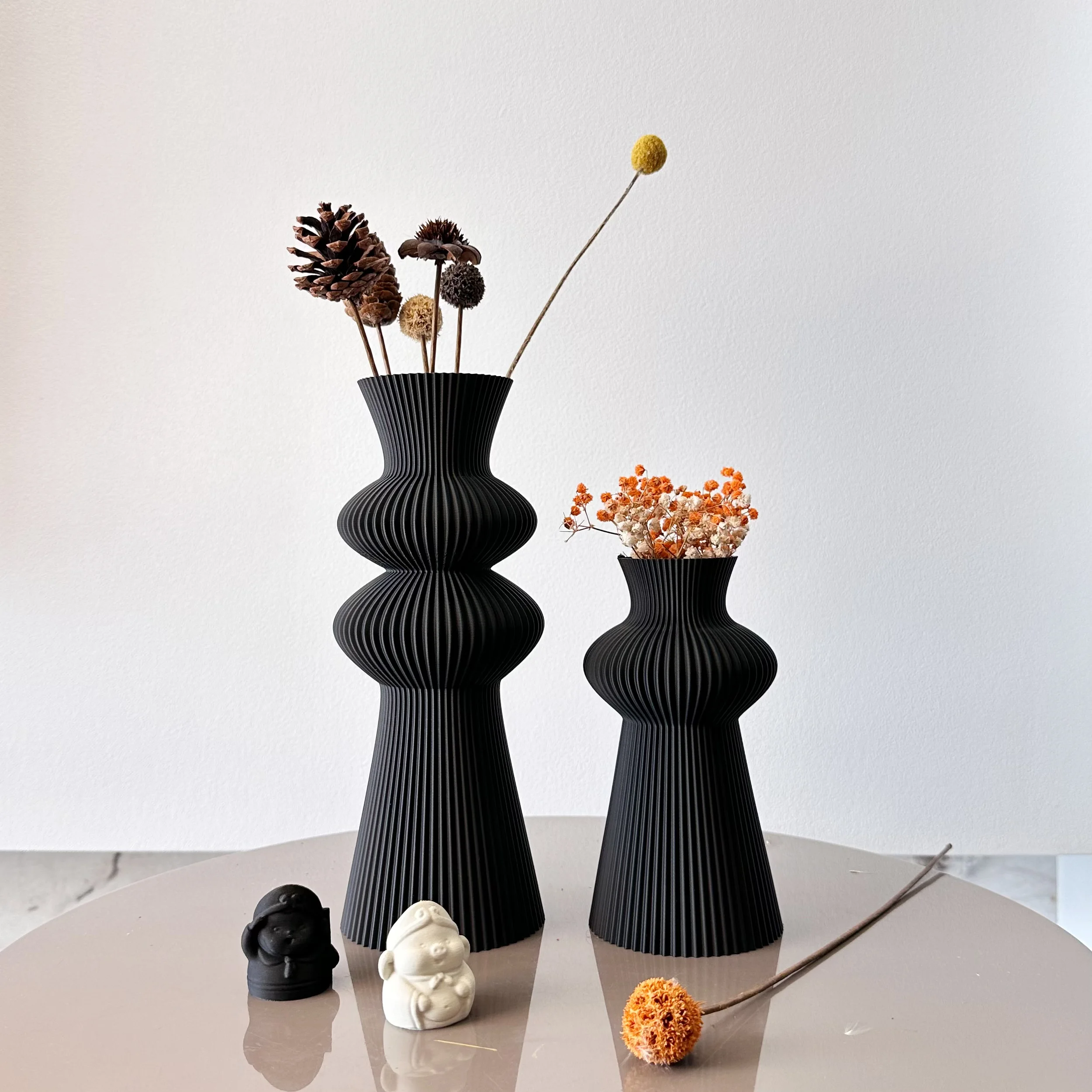 Set da 2 pezzi di vasi artistici ondulati multicolori, vasi per composizioni di fiori secchi, adatti per la decorazione del soggiorno di casa, decorazioni per vasi da ingresso, decorazioni per vasi da