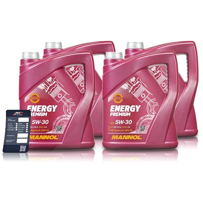 Mannol 4x 5 L Energy Premium 5W-30 + Ölwechsel-Anhänger [Hersteller-Nr. 7908] Image