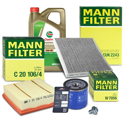 Mann-filter Inspektionspaket Set A + 5l 0W-30 Motoröl [Hersteller-Nr. 40968995] für Opel