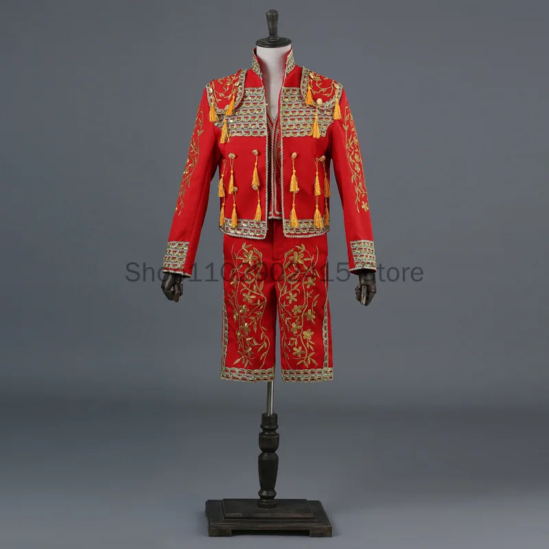 Herren mittelalter lichen Luxus edlen Prinz Kostüm spanische Bullfighter Kleidung Fransen Jacke Weste Hosen Anzug Halloween Matador Outfits Image