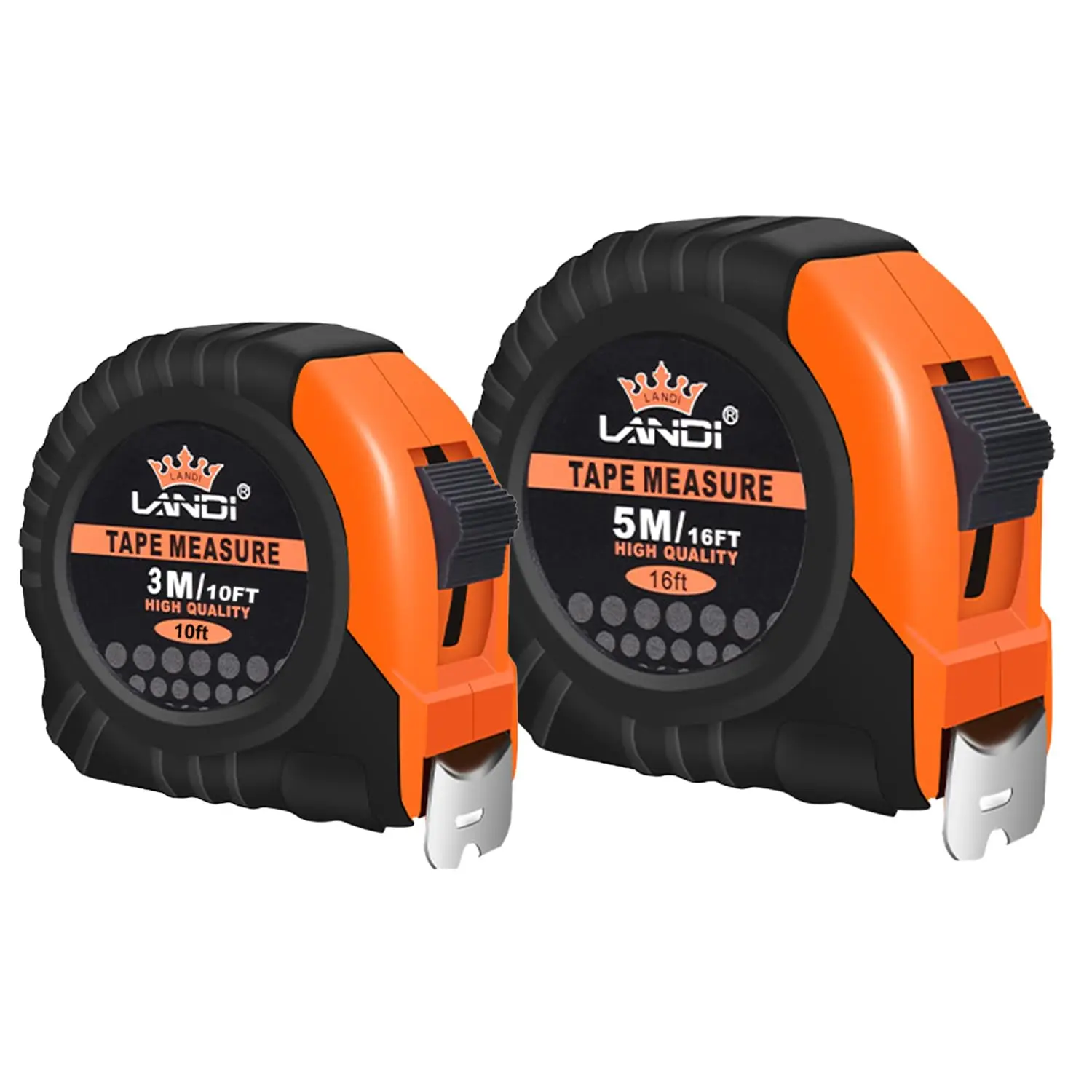 2 Stück robustes Maßband – 5 m und 3 m einziehbare Maßbänder mit Gummiabdeckung, metrische/imperiale Skala für Heimwerker, Bau Image