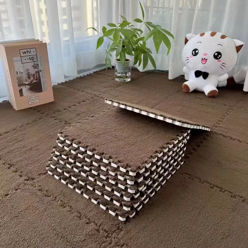 10Pcs Flauschigen Teppiche 30*30*1CM Plüsch Puzzle Ineinandergreifende Boden Matte Teppich Warme Zimmer Schaum Playmat schlafzimmer Nacht Weiche Matte Teppich Image