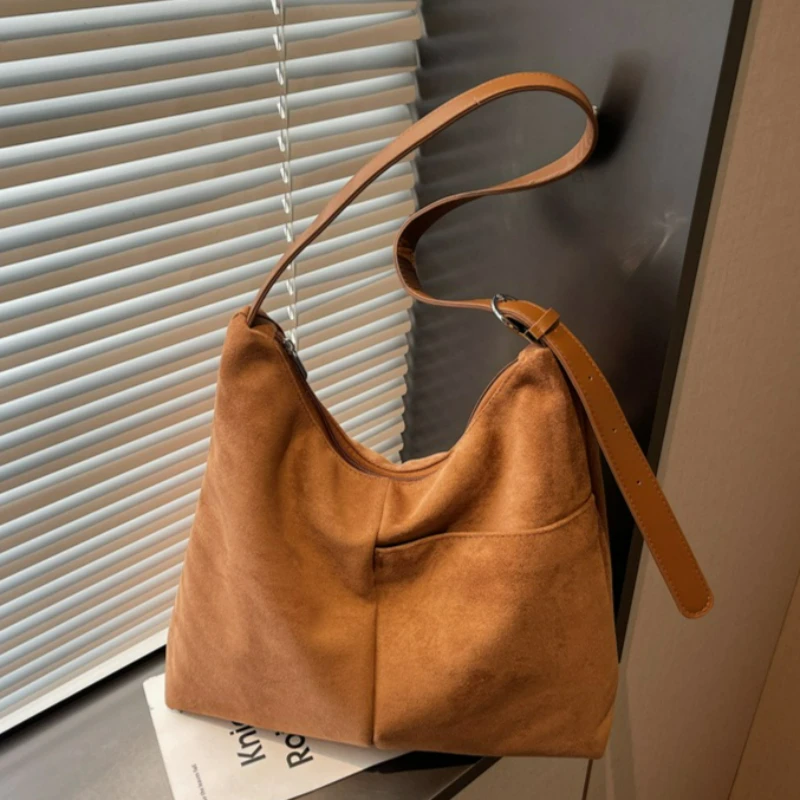 Nouveaux sacs à bandoulière polyvalents femmes mode daim grande capacité sac à bandoulière coréen fourre-tout à la mode texturé sacs de rangement décontractés