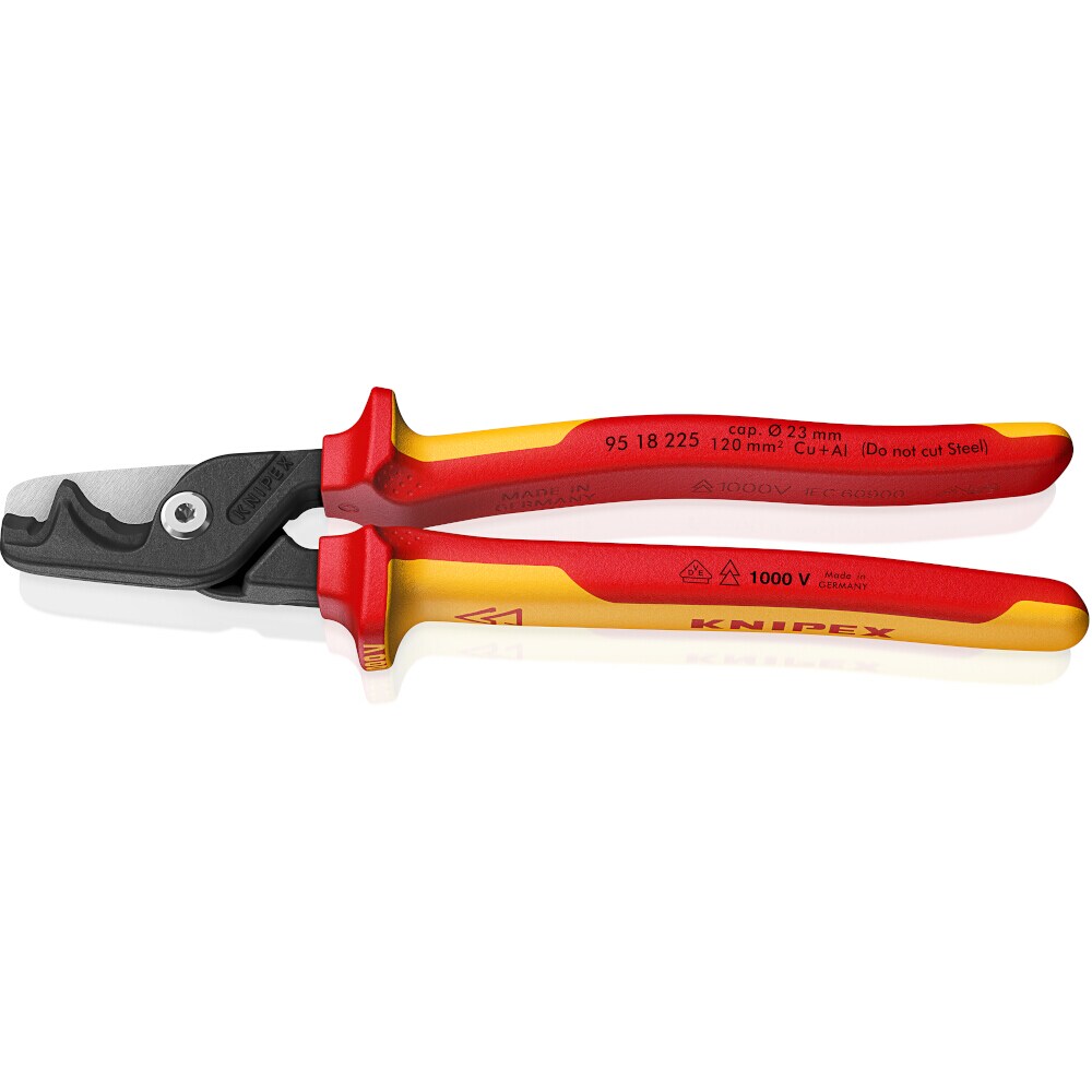 KNIPEX Kabelschere, mechanisch Einhand, Ø23mm, 120qmm, L225mm, Isoliert, Geeignet für mehrdrähtige Leiter, Image
