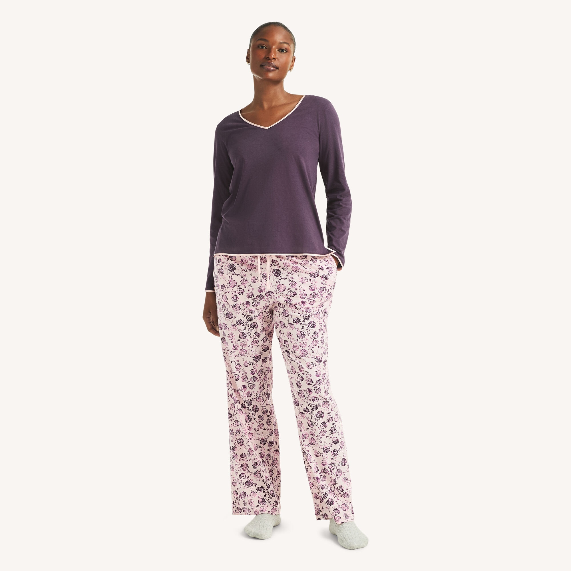 Nautica Women's Printed Pajama Pant Set 681 (Peach Glow), XL