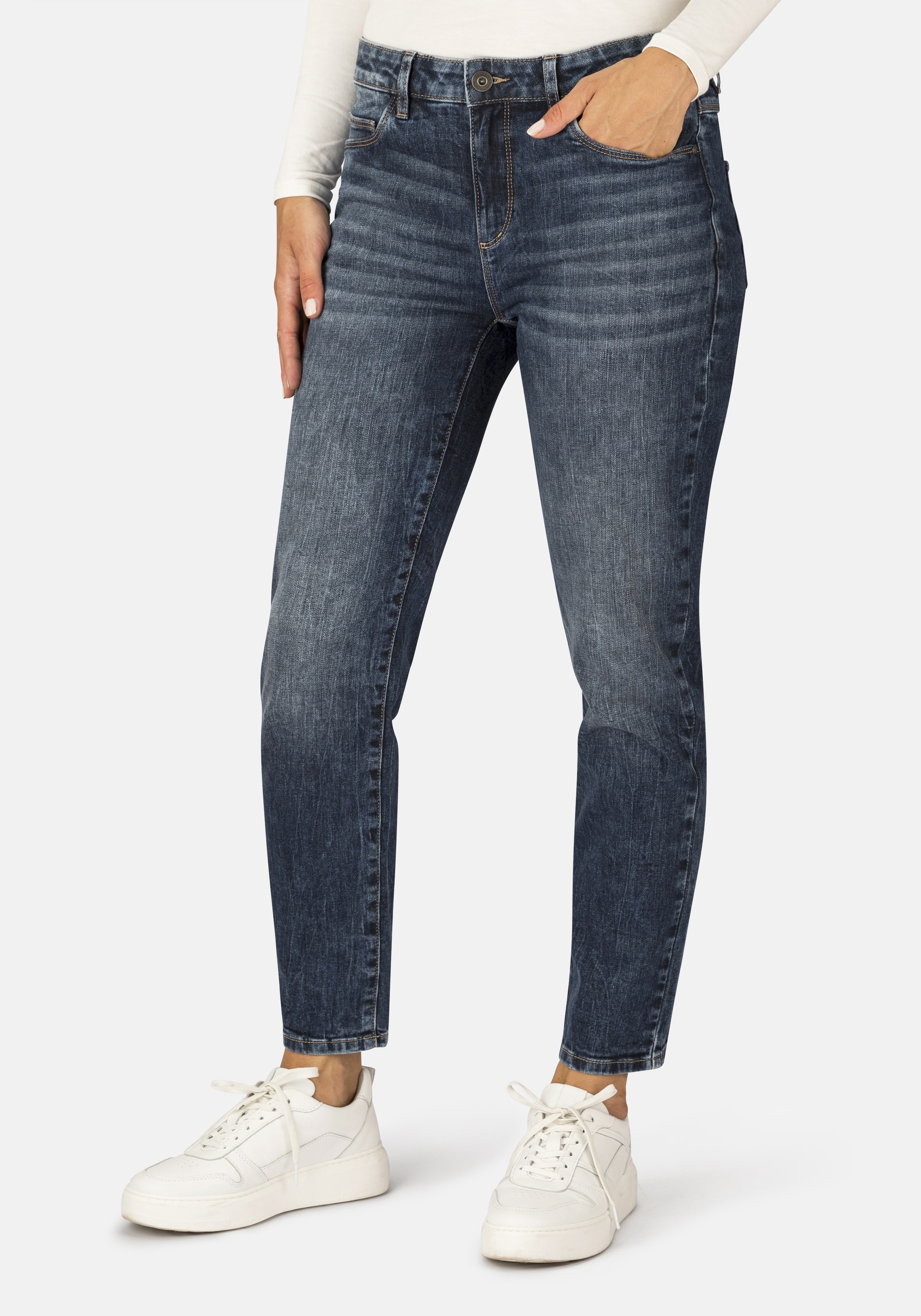 5-Pocket-Jeans STOOKER WOMEN "Zermatt Denim Indigo Straight Fit", Damen, Gr. 36, Länge 30, indigo blau denim, Denim/Jeans, 99% Baumwolle, 1% Elasthan, straight fit lang, Jeans 5-Pocket-Jeans, Straight Fit Casual Clean Wash Denim Jeans für Damen