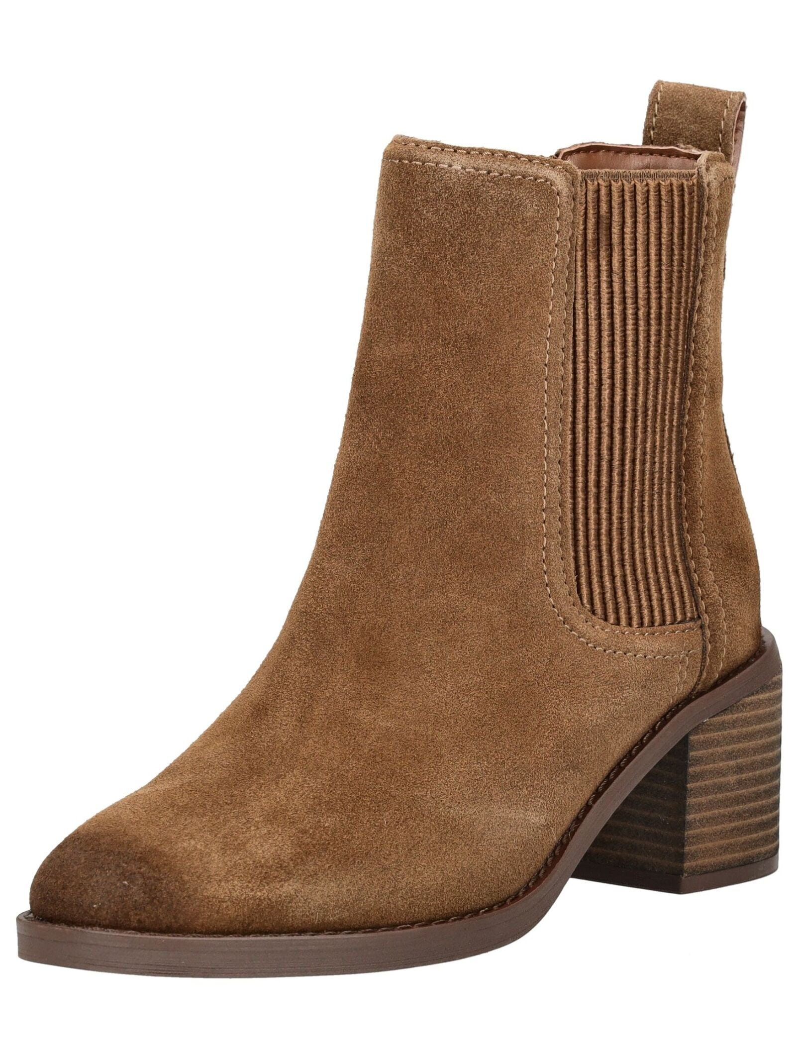 Stiefelette CLARKS "Clarks Stiefelette Veloursleder/Textil", Damen, Gr. 41, hellbraun, Textil, Veloursleder, Schuhe Stiefelette