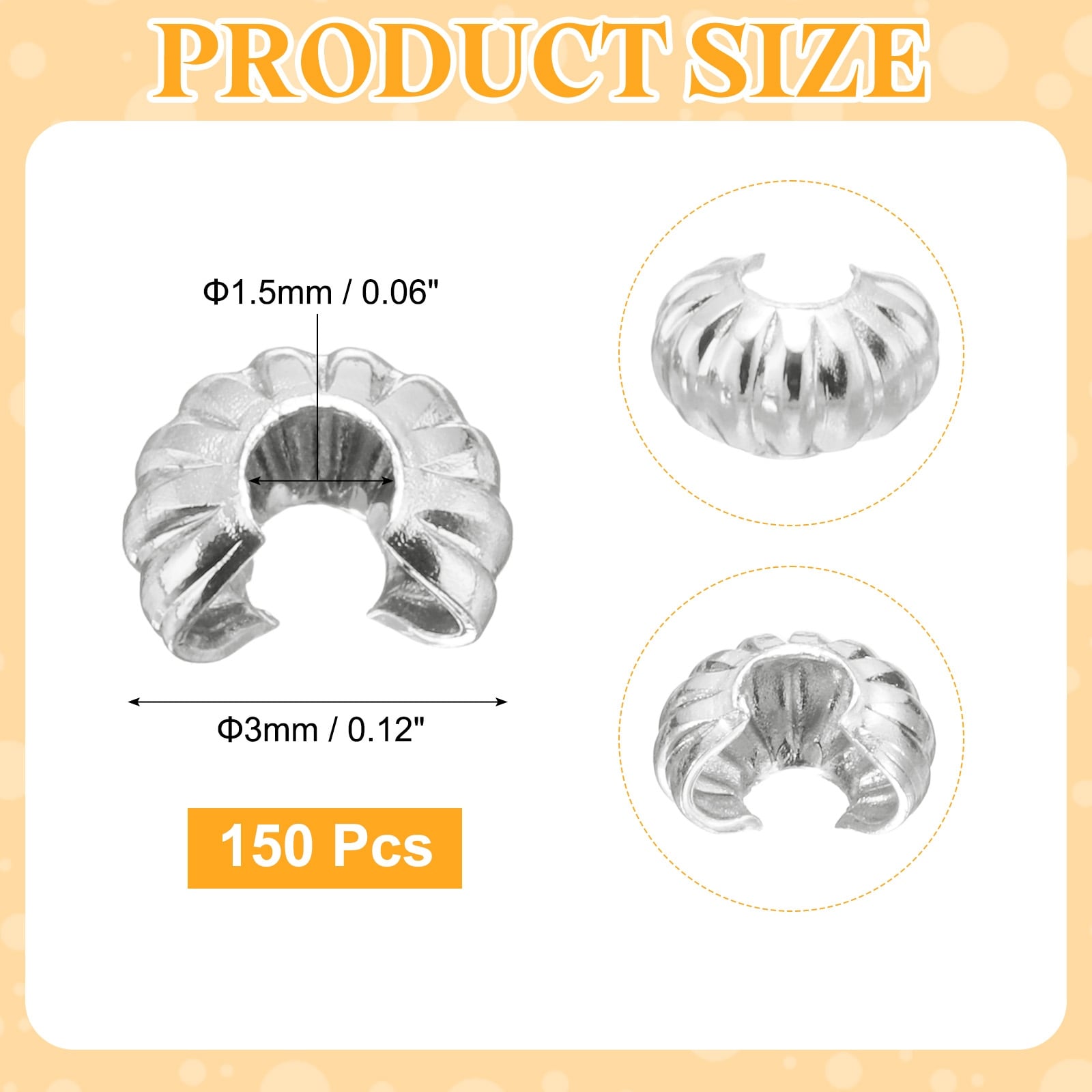 Crimp Bead Covers, Half Round Open Crimp Beads Knot Cover, Small Loose Beads End Tip Cap