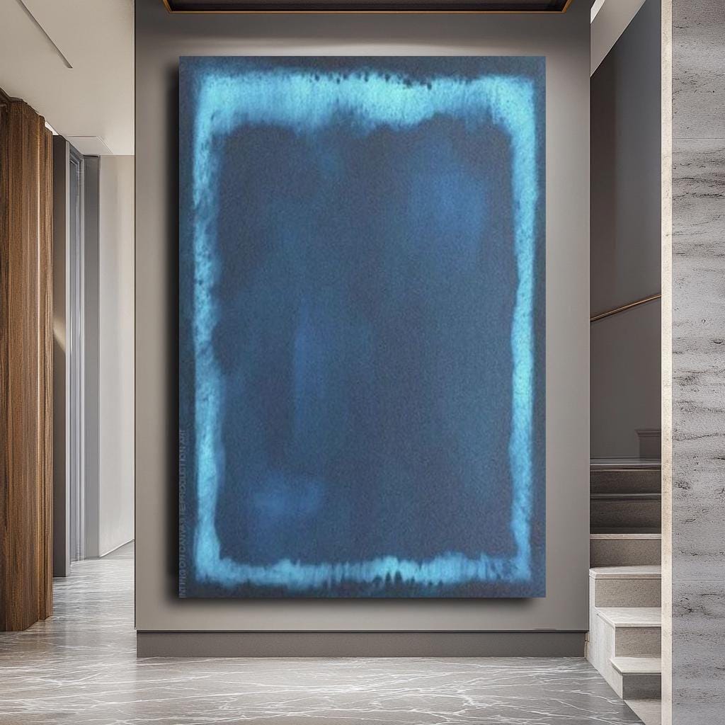 Quadro su tela astratto di Mark Rothko - Dipinto minimalista a blocchi di colore blu, decorazione murale astratta moderna per casa o ufficio