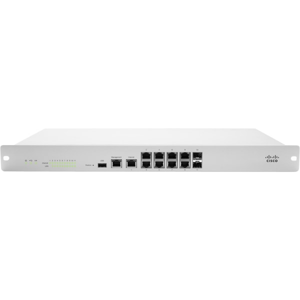 Meraki Mx100 Cloud Managed Security Appliance - 9 Port - Gigabit Ethernet - 9 X Rj-45 - 2 Total Expansion Slots - Rack-Mountable