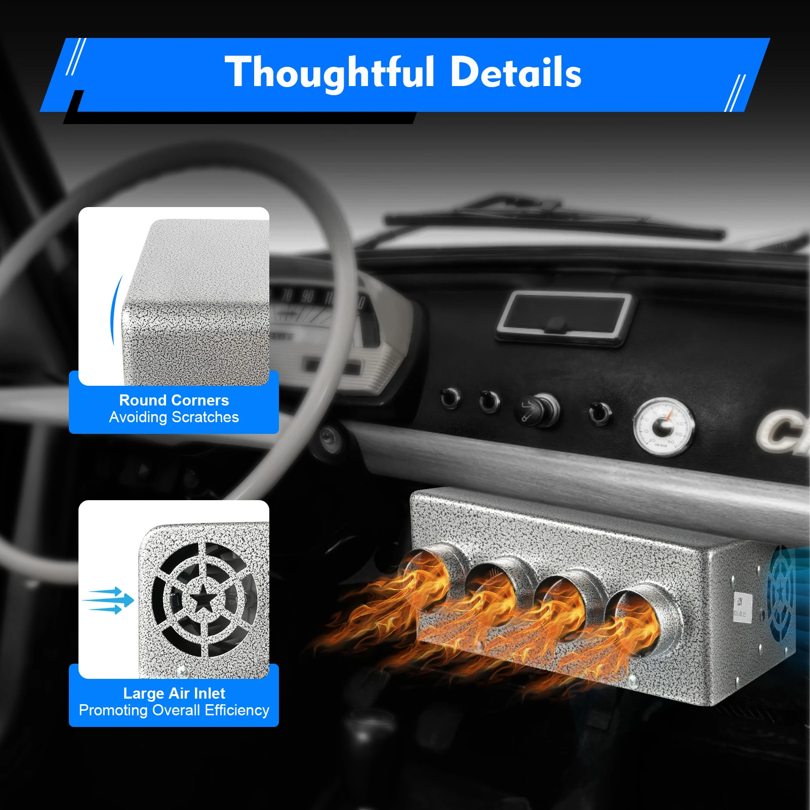 Chauffage de voiture universel 12 V, chauffage automatique portable avec bouton continu, chauffage de véhicule, chauffage rapide pour camion/camping-car/vanne en hiver