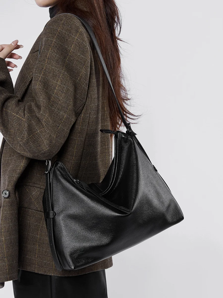 Sac à main en cuir véritable 100% pour femmes, niche à la mode, sac à bandoulière sous les bras, fourre-tout rétro quotidien, sac à bandoulière à la mode en cadeau