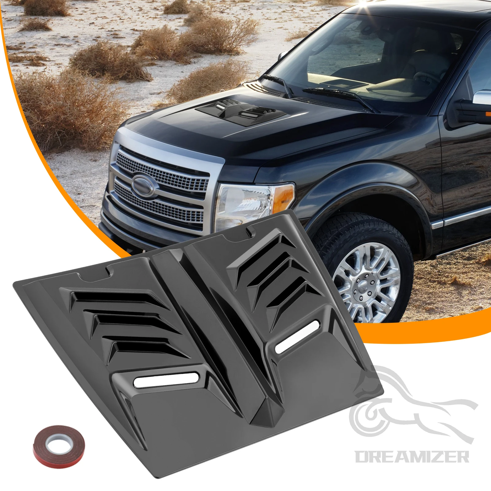 Adesivi decorativi per cofano auto nero lucido, copertura universale per cofano di aspirazione del flusso d'aria del motore anteriore, copertura per cofano di sfiato, esterno automatico