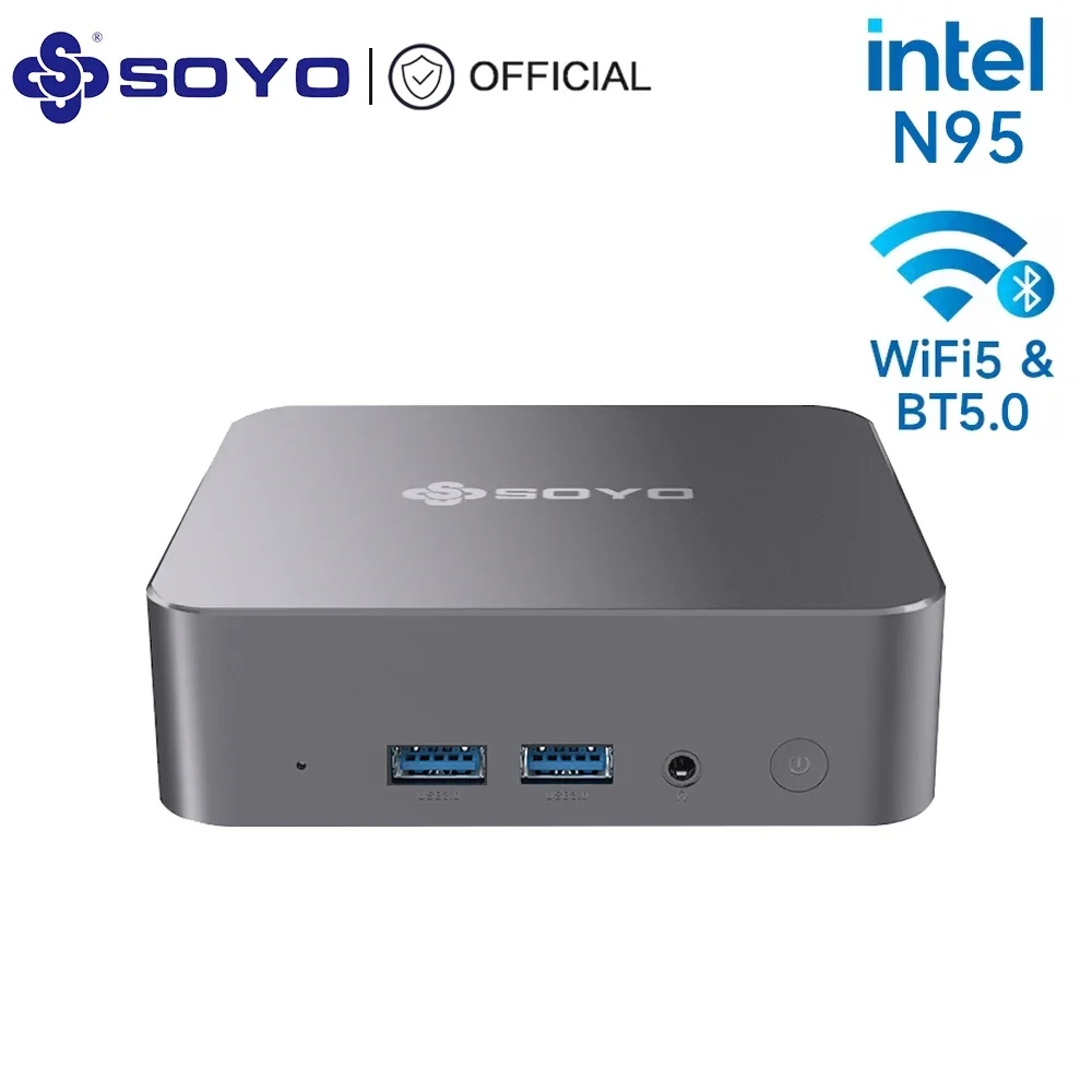 SOYO M4 Air Mini PC Intel 12th N95(up to 3.4GHz) Mini Desktop Computer 8GB RAM 256GB SSD Support 4K HDMI with Dual WiFi, BT5.0