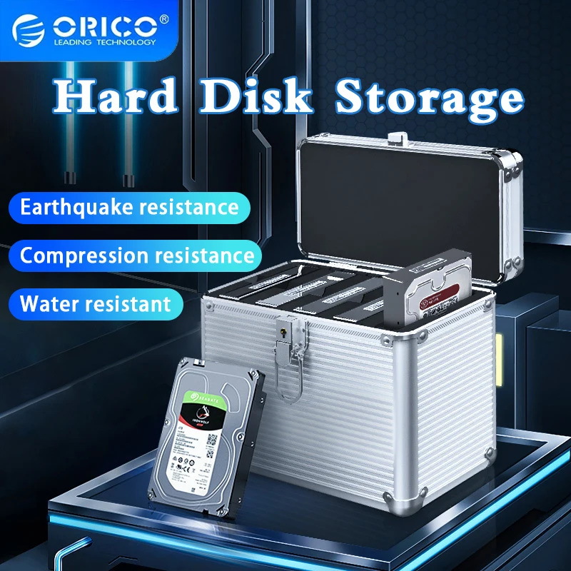 Scatola di sicurezza di protezione del disco rigido da 3.5 pollici in alluminio Orico con custodia di bloccaggio custodia HDD da 10 pezzi da 3.5 "per disco rigido da 2.5 3.5 M.2