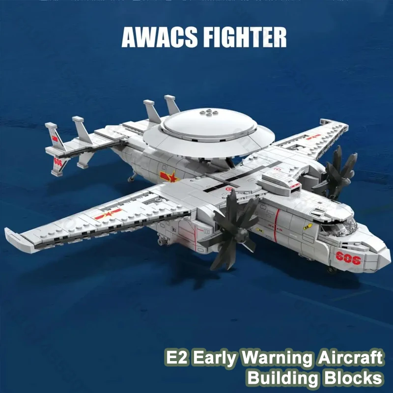1144PCS E2 Frühen Warnung Flugzeug Bausteine Militär Air Force Flugzeug Modell Montage Ziegel Desktop Spielzeug für Jungen Weihnachten Geschenk Image