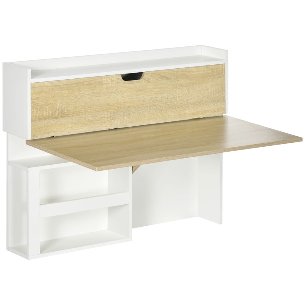 Bureau pliable mural étagères de rangement et placard en bois blanc