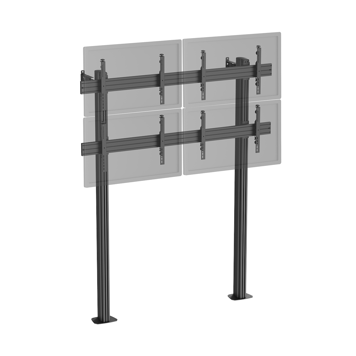 KIMEX - TV-Standfuß - Videowand mit 4 Bildschirmen 45''- 55'' Höhe 240cm zum Anschrauben schwarz Image