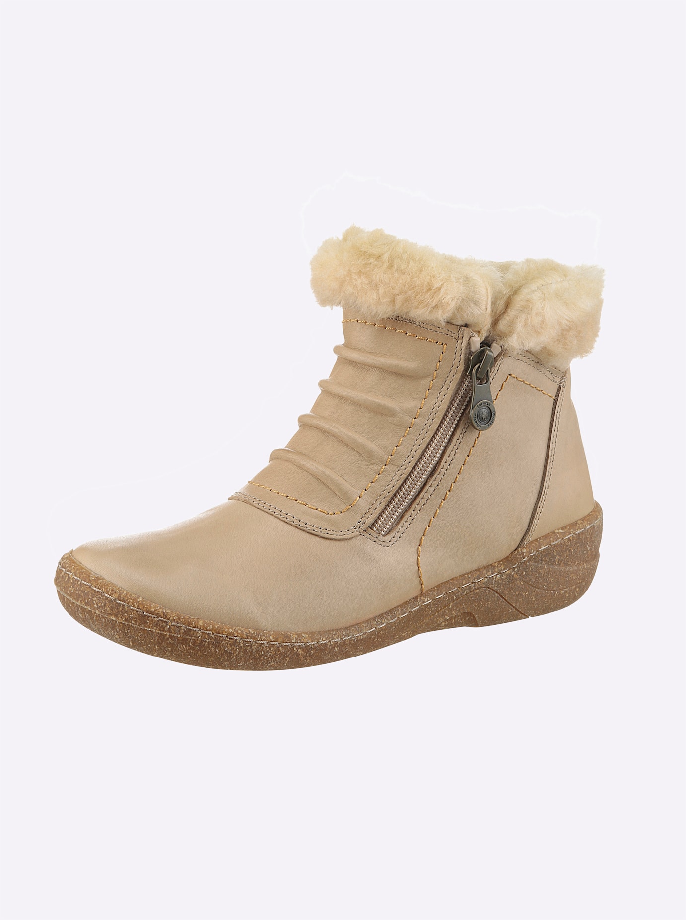 Stiefelette CASUAL LOOKS, Damen, Gr. 39, beige (sand), Glattleder, Schuhe Stiefelette